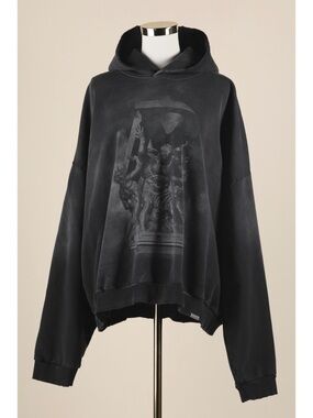 Men's XL REPRESENT Atlas Cotton Graphic Printed Hoodie In Stained Black NWOT